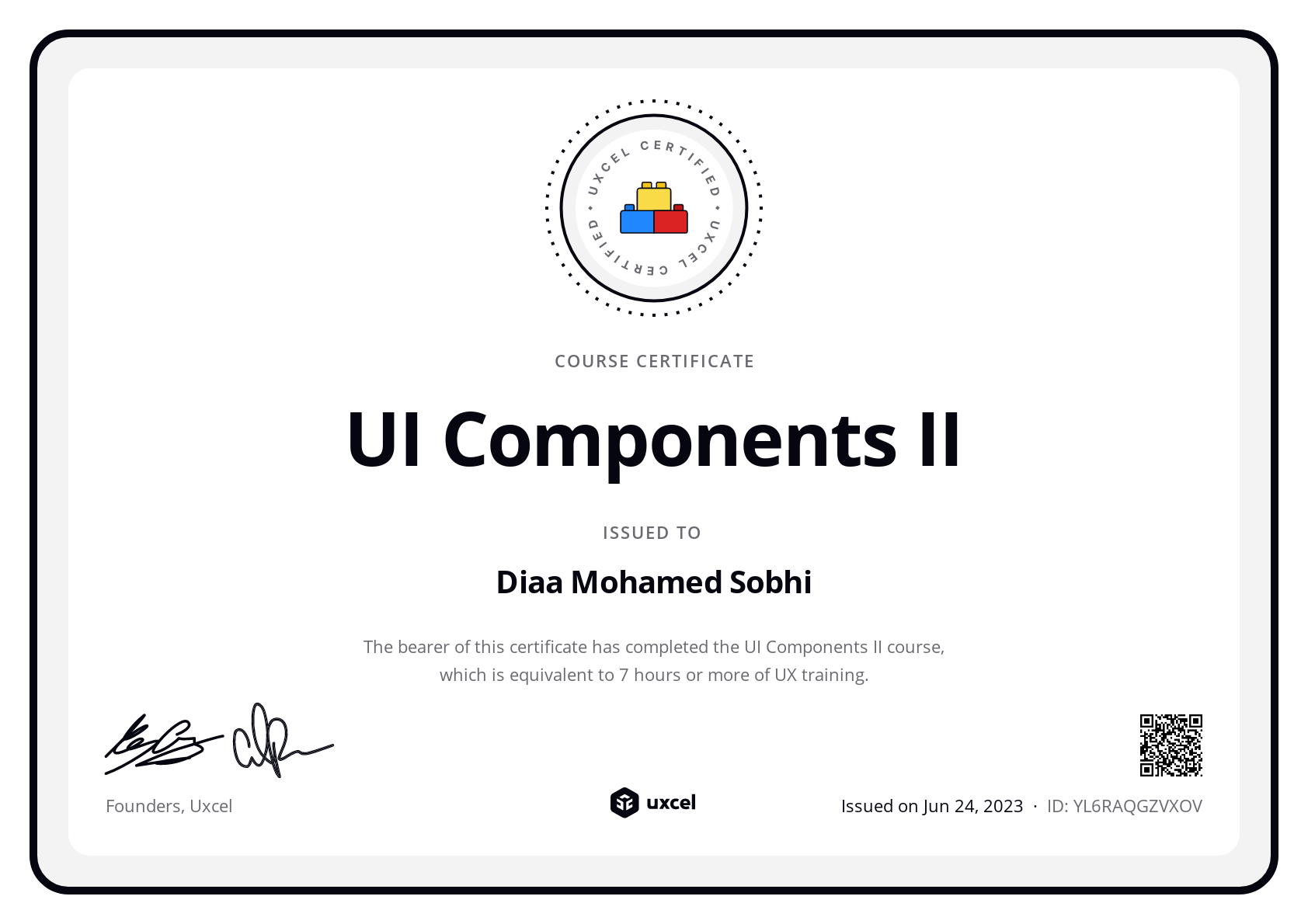 Diaa Mohamed's certificate